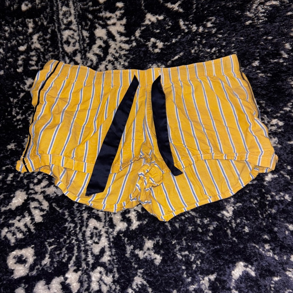 Aerie Yellow Striped Pajama Shorts